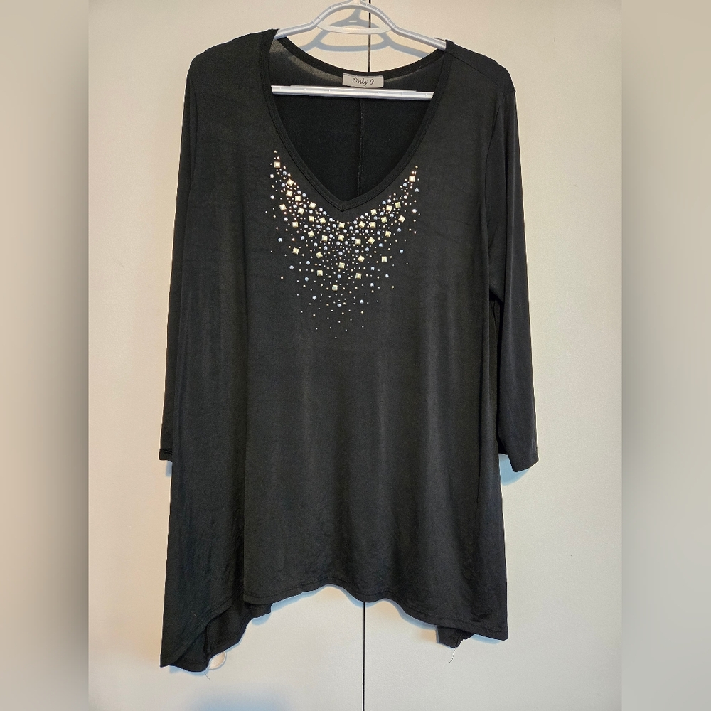 Only 9 Black Embellished Top